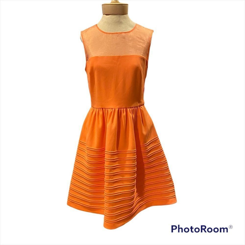 Orange Sleeveless Fit & Flare Dress